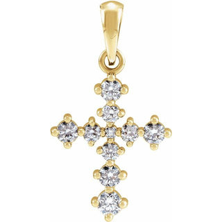 14K Yellow 3/8 CTW Natural Diamond Cross Pendant