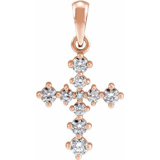 14K Rose 3/8 CTW Natural Diamond Cross Pendant