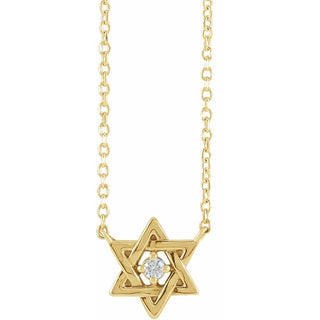 14K Yellow .03 CT Natural Diamond Star of David 18" Necklace