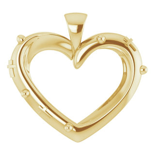 14K Yellow 18.55x17.15 mm Rosary Heart Pendant