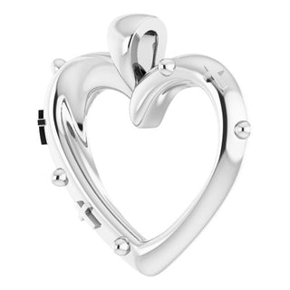 14K White 18.55x17.15 mm Rosary Heart Pendant