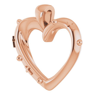 14K Rose 18.55x17.15 mm Rosary Heart Pendant