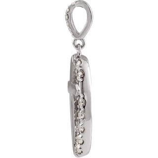 14K White 1/5 CTW Natural Diamond Halo-Style Cross Pendant