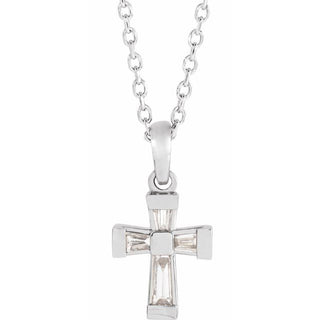 Sterling Silver 1/10 CTW Natural Diamond Cross 16-18" Necklace 