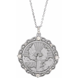 Platinum 1/6 CTW Natural Diamond Guardian Angel 16-18" Necklace 