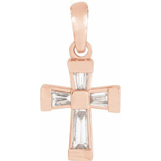 14K Rose 1/10 CTW Natural Diamond Cross Pendant