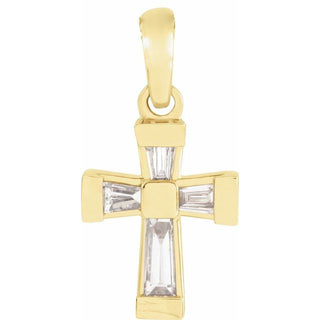 14K Yellow 1/10 CTW Natural Diamond Cross Pendant