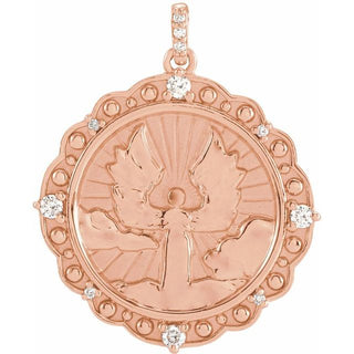 14K Rose 1/6 CTW Natural Diamond Guardian Angel Pendant