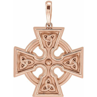 14K Rose Celtic-Inspired Cross Pendant
