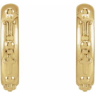 14K Yellow Rosary Hoop Earrings