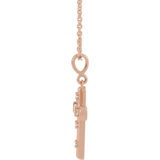 14K Rose 1/8 CTW Natural Diamond Cross 18" Necklace