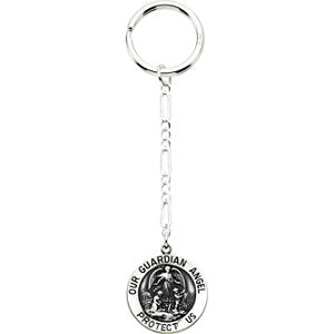 Sterling Silver 25 MM Guardian Angel Key Chain