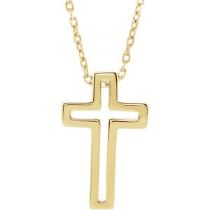 14K Gold Open Cross 16-18" Necklace
