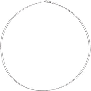 18-inch Double Strand Diamond Cut Cable Chain with Lobster Clasp - 14K White Gold