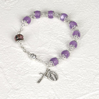 4-pack - Lavender Cat's Eye Rosary Bracelet with Magnetic Clasp