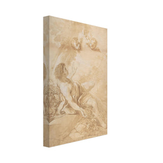 Sepia Sketch of Youth and Cherubs Canvas Print - view 4