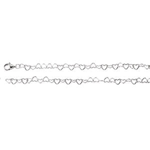 18-inch Heart Link Chain with Lobster Clasp - Sterling Silver