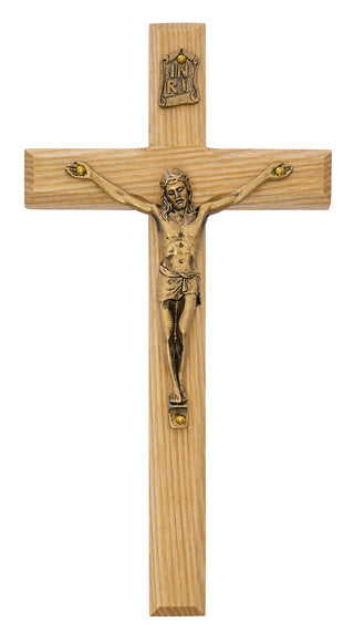 8-inch Beveled Oak Crucifix