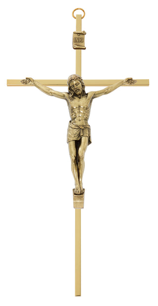 10-inch Gold Tone Cross and Corpus Crucifix