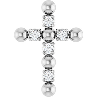 Platinum .07 CTW Natural Diamond Beaded Cross Pendant