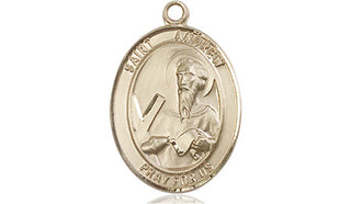14kt Gold Saint Andrew the Apostle Medal Engraved Catholic Saint Jewelry