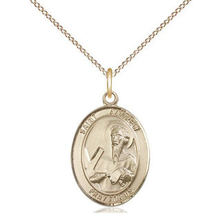 14kt Gold Saint Andrew the Apostle Medal Engraved Catholic Saint Jewelry