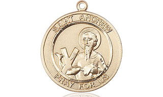 14kt Gold Filled Saint Andrew the Apostle Medal Engraved Catholic Saint Jewelry