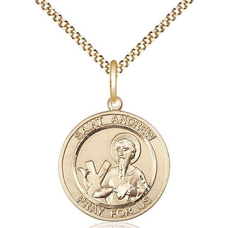 14kt Gold Filled Saint Andrew the Apostle Medal Religious Jewelry Engraved Catholic Saint Jewelry
