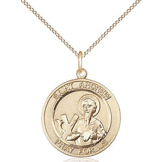 14kt Gold Filled Saint Andrew the Apostle Medal Religious Jewelry Engraved Catholic Saint Jewelry