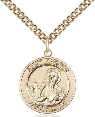 14kt Gold Filled Saint Andrew the Apostle Medal Religious Jewelry Engraved Catholic Saint Jewelry