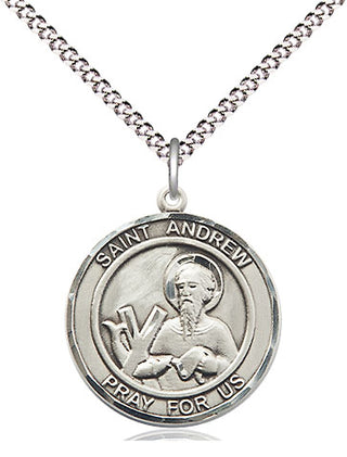 Pewter Saint Andrew the Apostle Medal Religious Jewelry Engraved Catholic Saint Jewelry