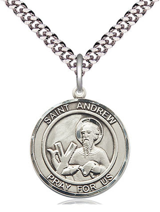 Pewter Saint Andrew the Apostle Medal Religious Jewelry Engraved Catholic Saint Jewelry