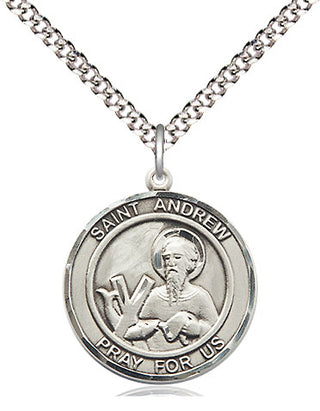 Pewter Saint Andrew the Apostle Medal Religious Jewelry Engraved Catholic Saint Jewelry
