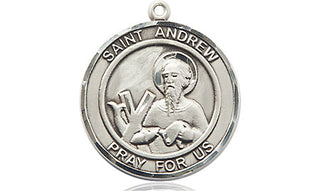 Sterling Silver Saint Andrew the Apostle Medal Religious Jewelry Engraved Catholic Saint Jewelry