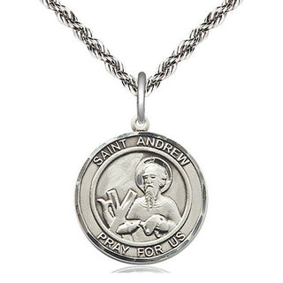 Sterling Silver Saint Andrew the Apostle Medal Religious Jewelry Engraved Catholic Saint Jewelry