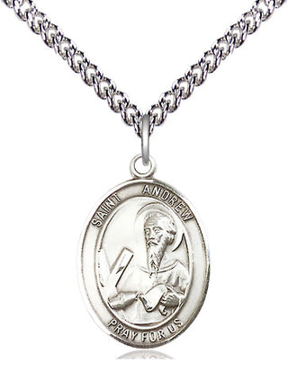 Sterling Silver Saint Andrew the Apostle Medal Religious Jewelry Engraved Catholic Saint Jewelry