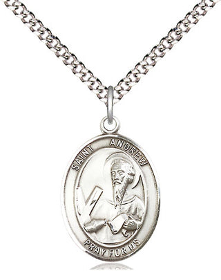Sterling Silver Saint Andrew the Apostle Medal Religious Jewelry Engraved Catholic Saint Jewelry