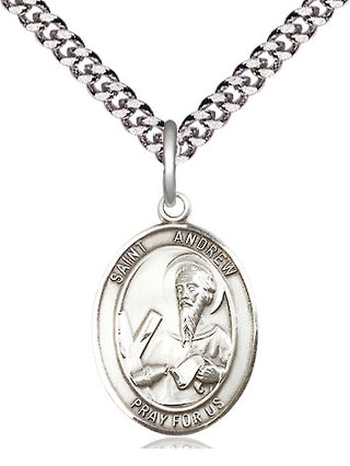 Sterling Silver Saint Andrew the Apostle Medal Religious Jewelry Engraved Catholic Saint Jewelry