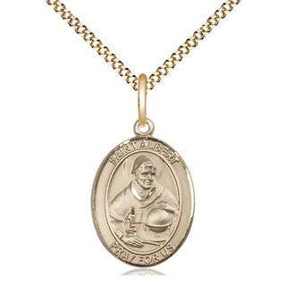 14kt Gold Filled Saint Albert the Great Medal Religious Jewelry Engraved Catholic Saint Jewelry