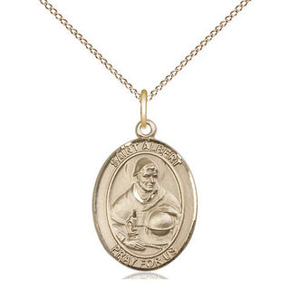 14kt Gold Filled Saint Albert the Great Medal Religious Jewelry Engraved Catholic Saint Jewelry