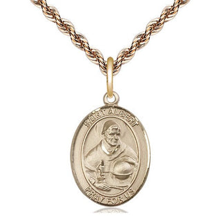 14kt Gold Filled Saint Albert the Great Medal Religious Jewelry Engraved Catholic Saint Jewelry