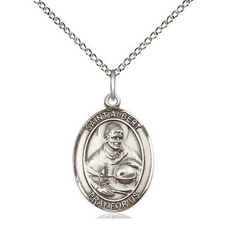 Sterling Silver Saint Albert the Great Medal Religious Jewelry Engraved Catholic Saint Jewelry