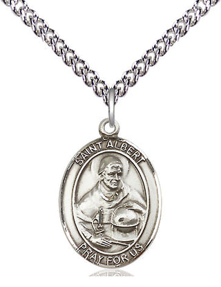 Sterling Silver Saint Albert the Great Medal Religious Jewelry Engraved Catholic Saint Jewelry