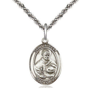 Sterling Silver Saint Albert the Great Medal Religious Jewelry Engraved Catholic Saint Jewelry