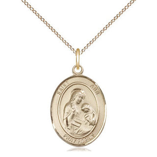 14kt Gold Filled Saint Ann Medal Religious Jewelry Engraved Catholic Saint Jewelry