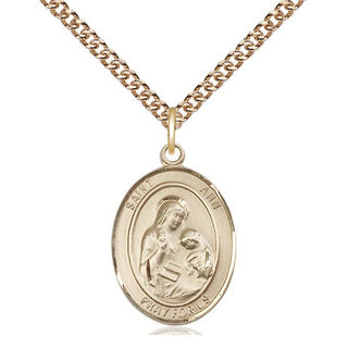 14kt Gold Filled Saint Ann Medal Religious Jewelry Engraved Catholic Saint Jewelry