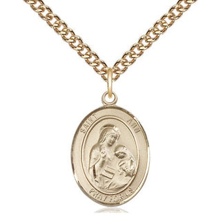 14kt Gold Filled Saint Ann Medal Religious Jewelry Engraved Catholic Saint Jewelry