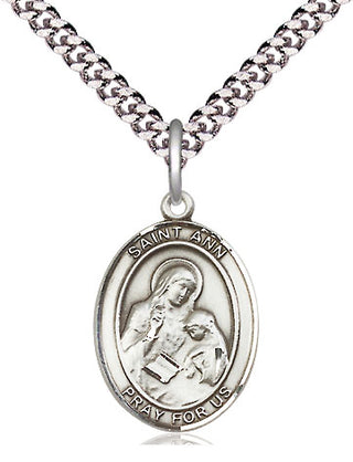 Pewter Saint Ann Medal Religious Jewelry Engraved Catholic Saint Jewelry