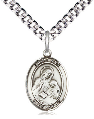 Pewter Saint Ann Medal Religious Jewelry Engraved Catholic Saint Jewelry