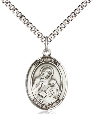 Pewter Saint Ann Medal Religious Jewelry Engraved Catholic Saint Jewelry